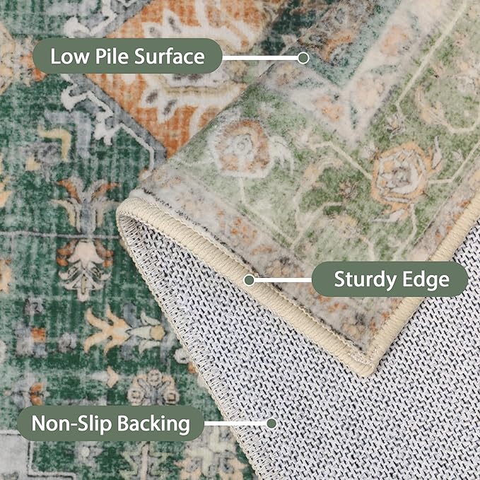 GENIMO 7x10 Area Rugs for Living Room, Machine Washable Non Slip Vintage Rugs - Image 5
