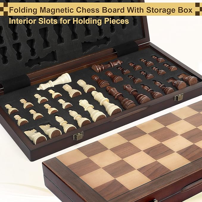 Magnetic Wooden Chess Set for Adults Kids 17'' Chess Board - Image 8