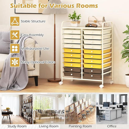 Happygrill 20-Drawer Organizer Cart Tools, Mobile Utility Storage Cart - Image 7