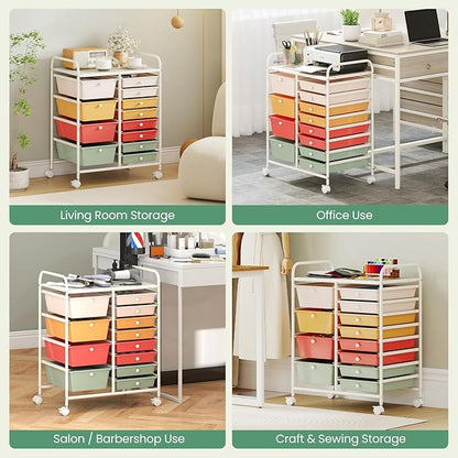 LDAILY 12 Drawer Rolling Storage Cart, Rolling Cart - Image 7
