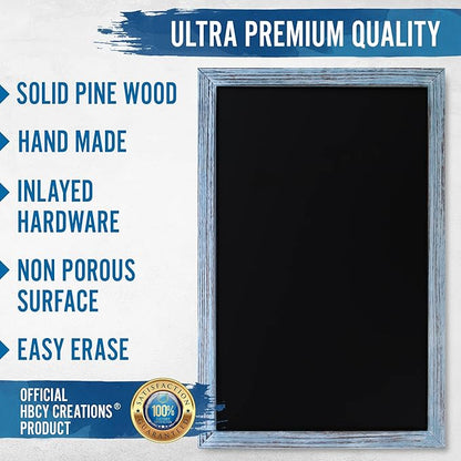HBCY Creations 11" x 17" Rustic Blue Solid Wood Frame Wall Chalkboard, Magnetic - Image 4