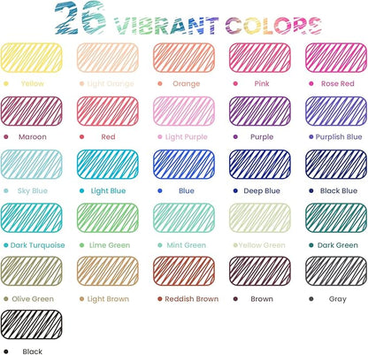 ParKoo 26 Colors Erasable Gel Pens, Retractable Erasable Pens Fine Point - Image 2