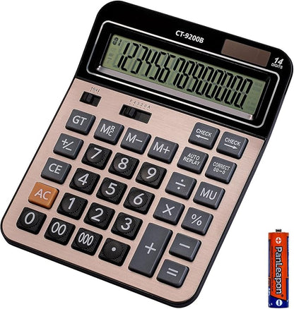 HIHUHEN Large Computer Electronic Calculator Counter Solar & Battery Power 14 by HIHUHEN