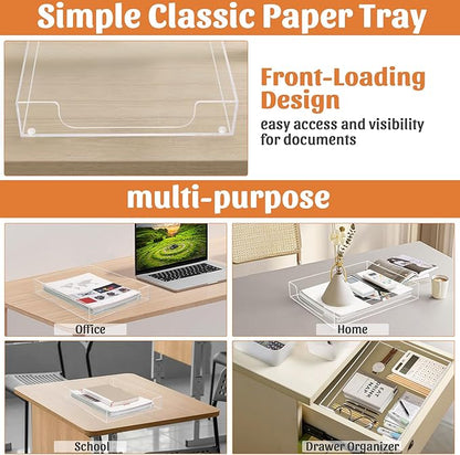 AZFUNN Acrylic Letter-Size Tray, Sturdy Heavy-Duty Clear Printer Paper Tray - Image 6