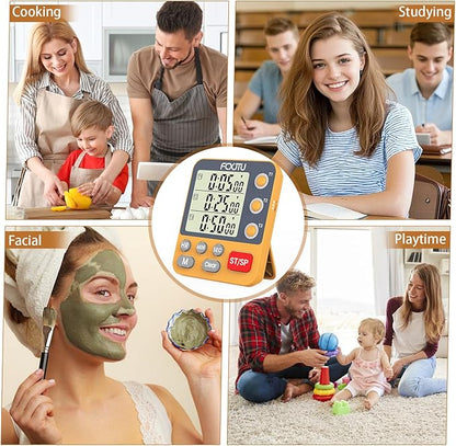 FCXJTU Digital Dual Triple Kitchen Timer, 3-Channel Magnetic Countdown Timer - Image 6