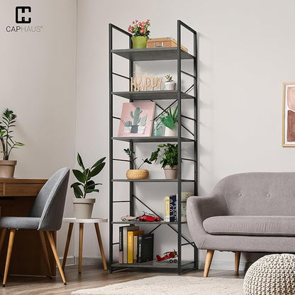 CAPHAUS 6 Tier Bookshelf, 24 Inch Width Free Standing Shelf, Bookcase Shelf - Image 2