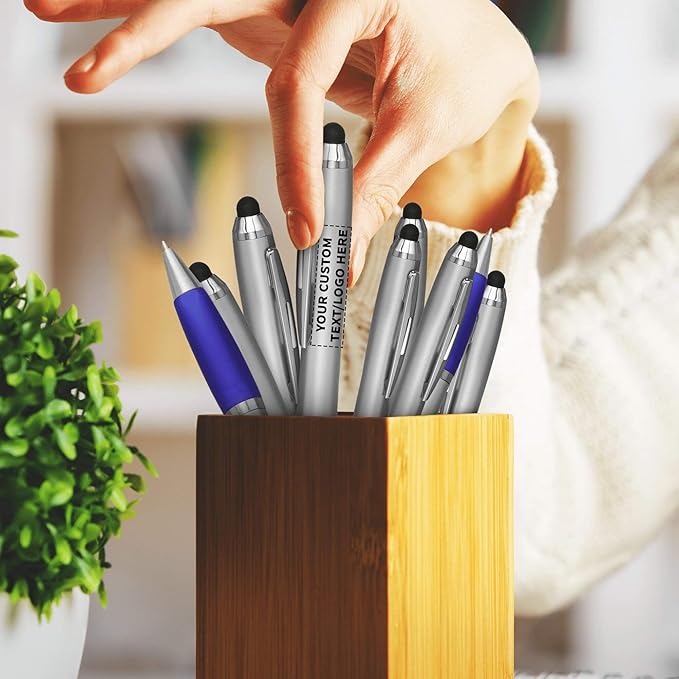 DISCOUNT PROMOS Custom Stylus Ballpoint Pens Set of 10, Personalized Bulk Pack - Image 7