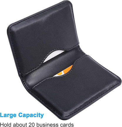 Wisdompro Business Card Holder, 2-Sided PU Leather Folio Name Card Holder - Image 2