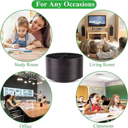 Hennaja Round Leather Art Supply Organizer, Remote Control Holder, 360 Degree - Image 8