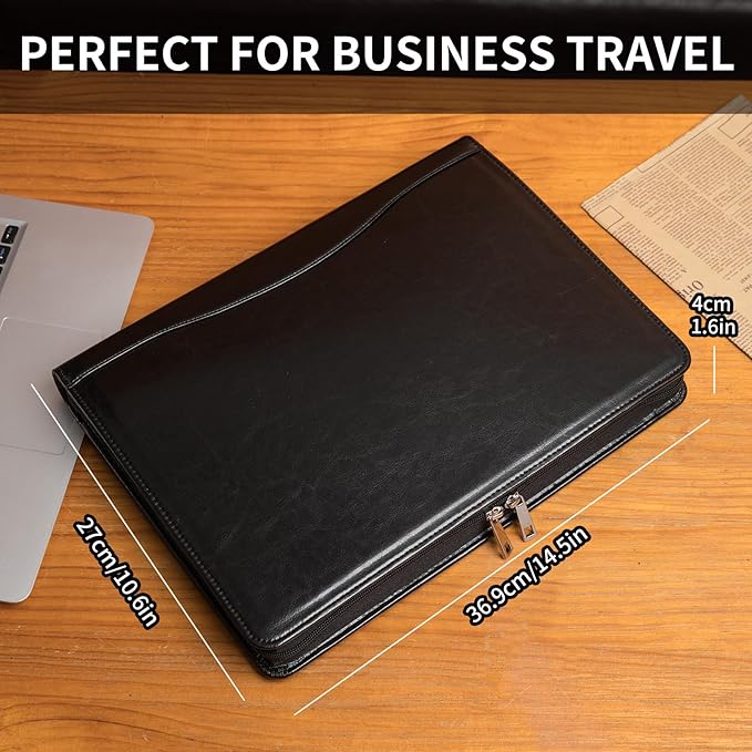 Geslun Vegan Leather Portfolio, Legal Size 8.5 x 14 Pad Holder, Business - Image 4