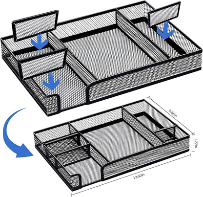 Black Office Desk Accessories, Desk Drawer Organizer, Stapler and Tape - Image 3
