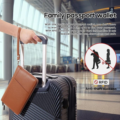 RFID Blocking Family Passport Holder Wallet 6, Premium Leather Travel Document - Image 6