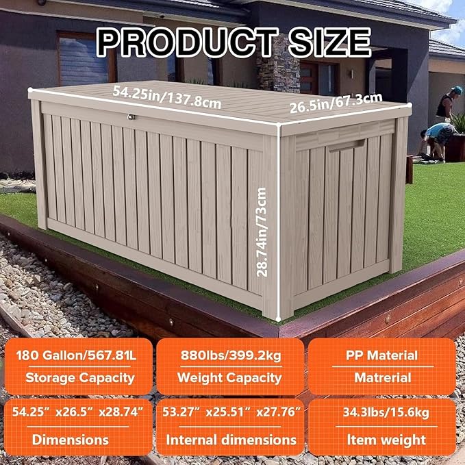Yardgrace 180 Gallon Outdoor Storage Deck Box - Image 6