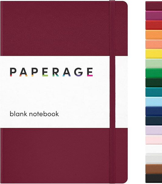 PAPERAGE Blank Journal Notebook, 160 Pages, Medium 5.6 in x 8 in by PAPERAGE