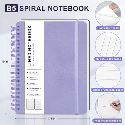 Lined Spiral Journal Notebook, B5 Spiral Notebook, 7.8''×10'' Journaling - Image 2