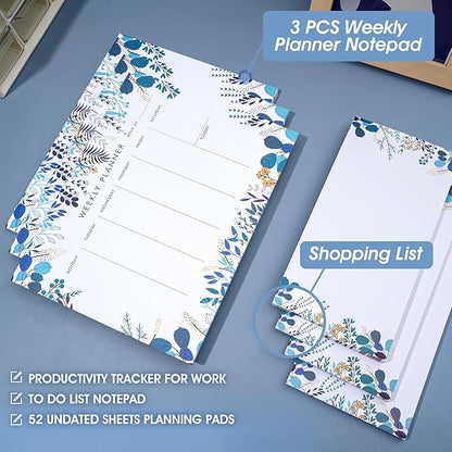 3 Pack Weekly Planner Notepad Tear Off 52 Undated Weekly Calendar Sheets To Do - Image 2