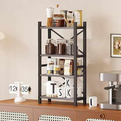 Homeiju Desktop Bookshelf, 4-Tier Stackable Narrow Desk Bookcase, Adjustable - Image 8