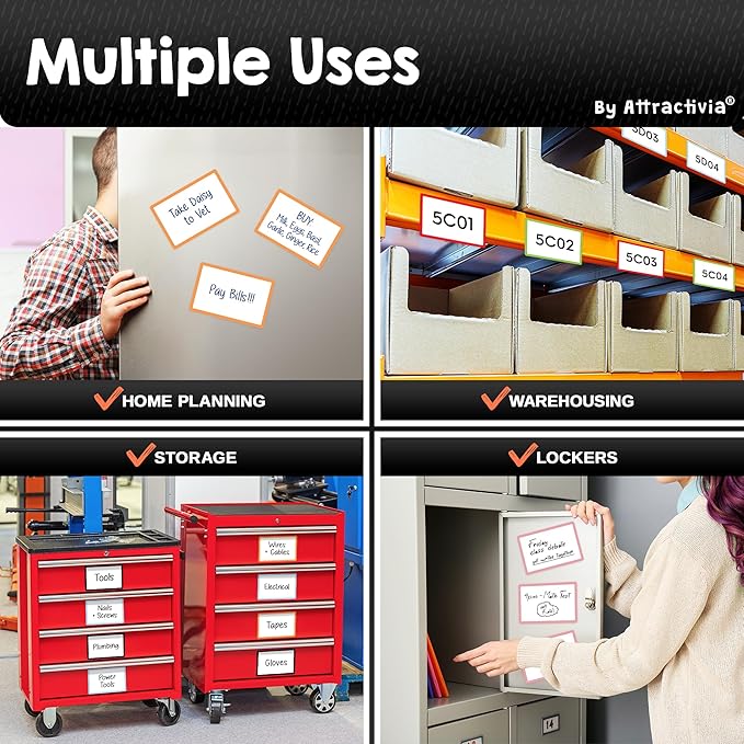 Attractivia Dry Erase Magnetic Labels 5.6 x 3.7 in, Color Borders, Large Dry - Image 4