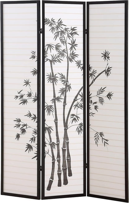 Roundhill Furniture 3-Panel Oriental Shoji Room Divider Screen - Image 4