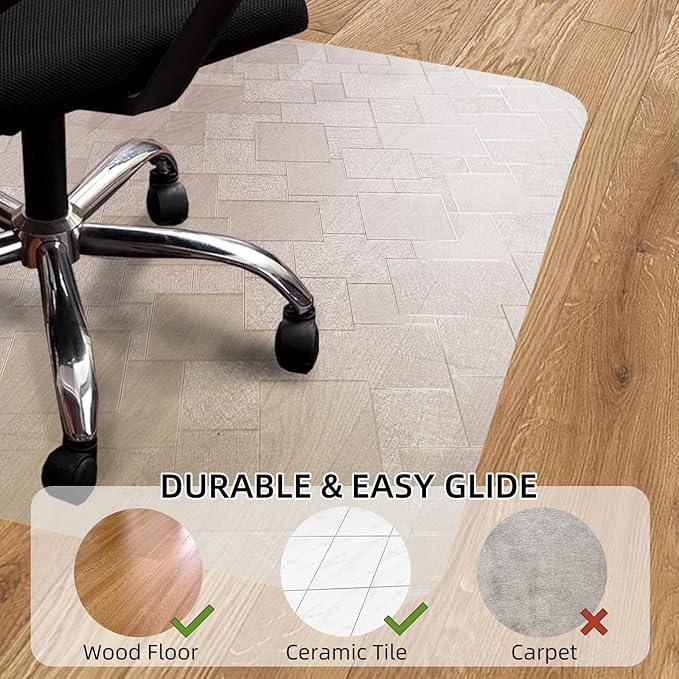 Chair Mat for Hardwood Floor, 63x51 inches Floor Mat Protector for Office Chair - Image 4