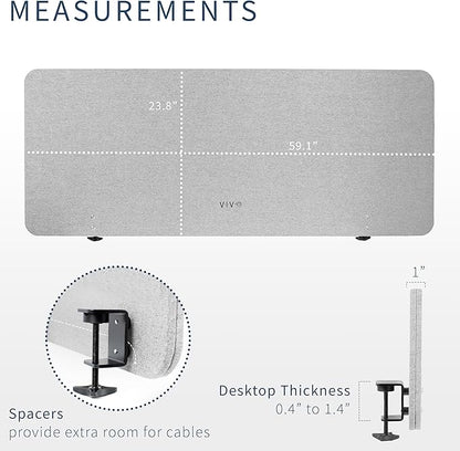VIVO Clamp-on/Screw-on 60 x 24 inch Privacy Panel, Sound Absorbing Cubicle Desk - Image 3