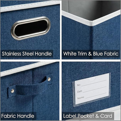 PRANDOM Storage Bins with Lids Linen Fabric Foldable Storage Boxes Organizer - Image 6