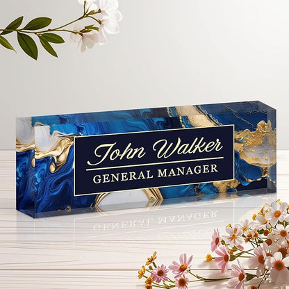 Personalized Name Plate for Desk, Custom Acrylic Desk Name Sign, Office by Unknown