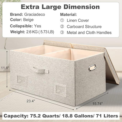 Graciadeco 75 Quarts Extra Large Decorative Storage Bins - Image 2