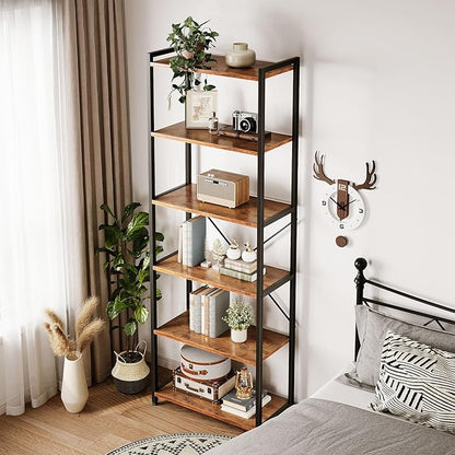 Casaottima Book Shelf, 6 Tier Tall Bookshelf, Modern Wood Bookcase Shelves - Image 7