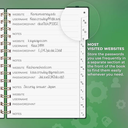 Clever Fox Password Book Spiral – Internet Address & Password Organizer - Image 4