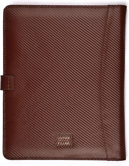LEATHER VILLAGE Portfolio Professional Organizer– Carbon Fiber Genuine Leather - Image 5