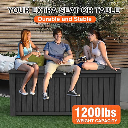 Decksplore Outdoor Storage Box Waterproof Large, 180 Gallon Lockable Resin Deck - Image 7