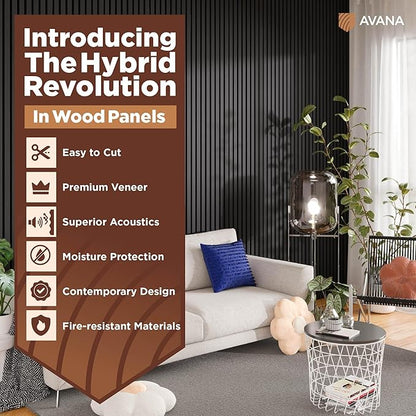 Avana Acoustic Wood Wall Panels – 94.4 x 12.6 Inch Black Oak Acoustic Panels 4 - Image 2