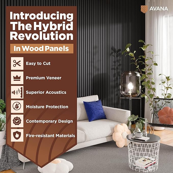 Avana Modern Acoustic Wood Wall Panels – 94.4 X 12.6 Inch Black Oak Acoustic - Image 2