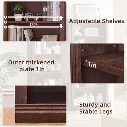 RWYHG 70" Walnut Tall Bookshelf Set of 4, 5-Tier Thick Wooden Book Shelf - Image 5