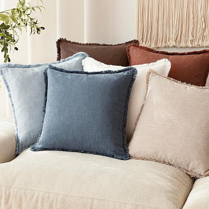 Foindtower Set of 2 Decorative Linen Fringe Throw Pillow Covers Cozy Boho - Image 7