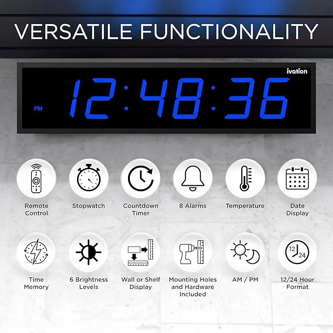 Ivation Huge Oversized 60" Large Digital LED Clock | Big Digital Clock - Image 7