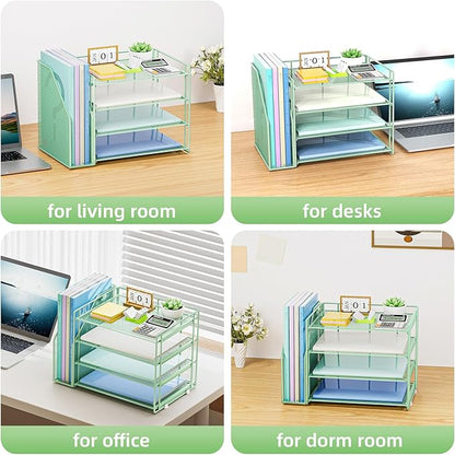 Marbrasse Desk Organizer and Accessories，4-Tier Paper Letter Tray Organizer - Image 6