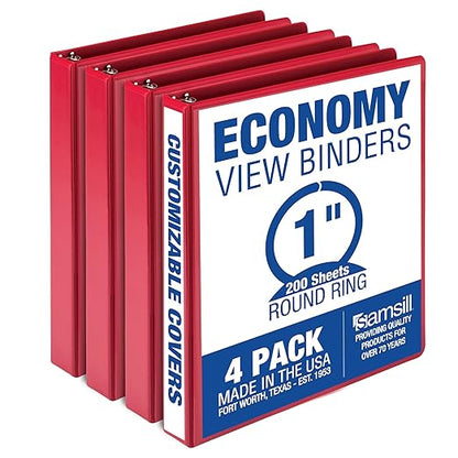 Samsill 1 Inch 3 Ring Binders, Made in USA, Economy Round Ring, 200 Sheet by Samsill