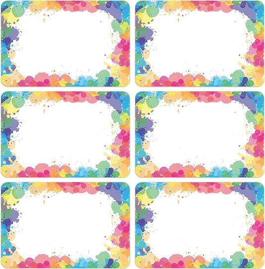 Lucleag 180PCS Watercolor Rainbow Name Tags Stickers, Rainbow Color Name Tag by Lucleag