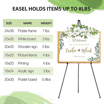VAIIGO 63" Easel Stand for Wedding Sign Poster Display Easel Floor Adjustable - Image 5