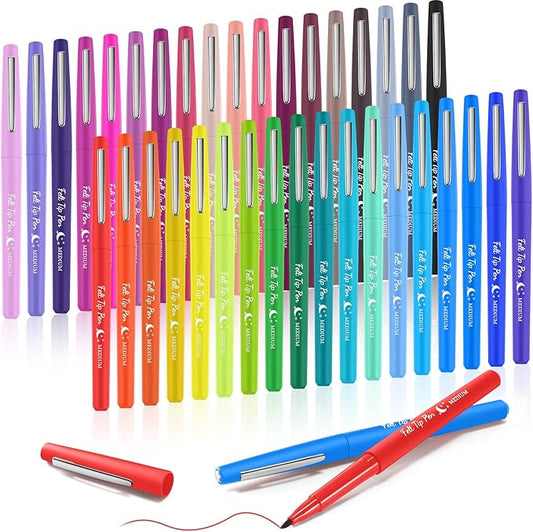 Fuyoooo 36 Pcs Felt Tip Pens 0.7mm Medium Point Colored Felt Tip Pens by Fuyoooo