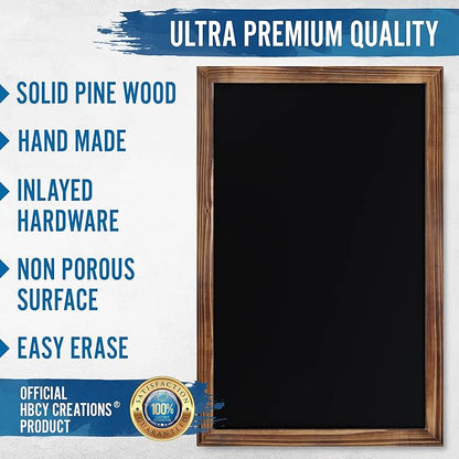 HBCY Creations 11" X 17" Torched Brown Solid Wood Frame Wall Chalkboard - Image 4