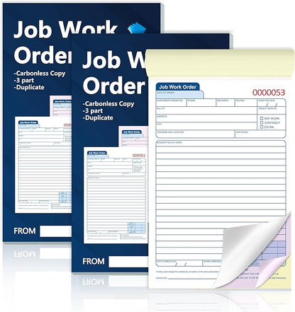 150 Sets Job Work Order Form Book 3 Part Carbonless Work Order Invoice Book 5.5 by Unknown
