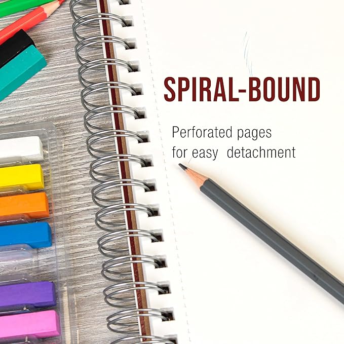 U.S. Art Supply 8"x10" Sketch Book Pad, 2 Pack, 60lb Spiral Bound - Image 4
