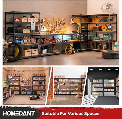 HOMEDANT 47.7" W Deep 5 Tier Heavy Duty Garage Shelving Adjustable Metal Rack - Image 9