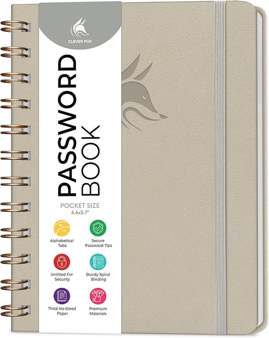 Clever Fox Password Book Spiral – Mini Internet Address & Password Organizer by CleverFox