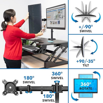 Mount-It! Standing Desk Converter Dual Monitor, 2 Screen Mounts Included - Image 8