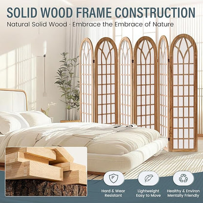 Aletheiawu 6 Panel Room Divider Wall Shoji Screen, Japanese Wood Room Divider - Image 7