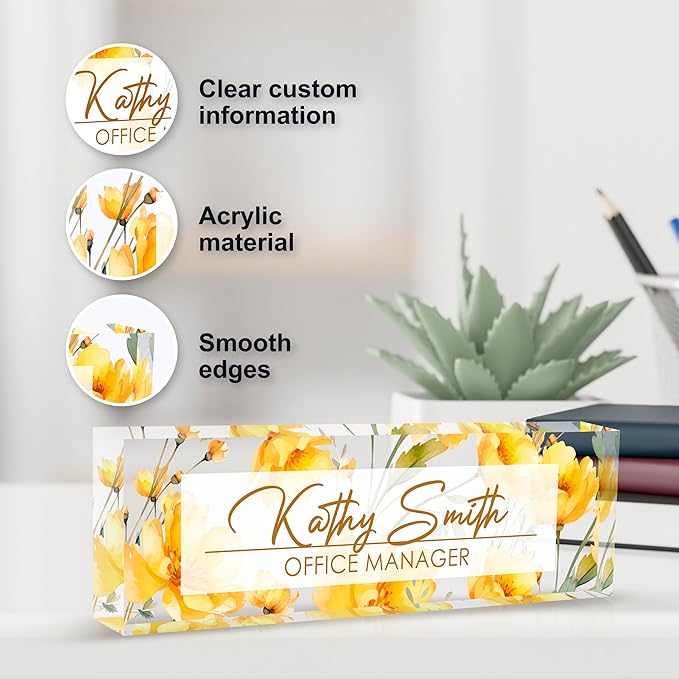Personalized Name Plate for Desk, Custom Desk Name Plate, Acrylic Name Plate - Image 5